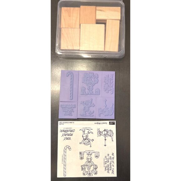 Stampin Up! 2000 Santa's Helpers Wood Mounted Rubber Stamp Set Christmas - Picture 2 of 2